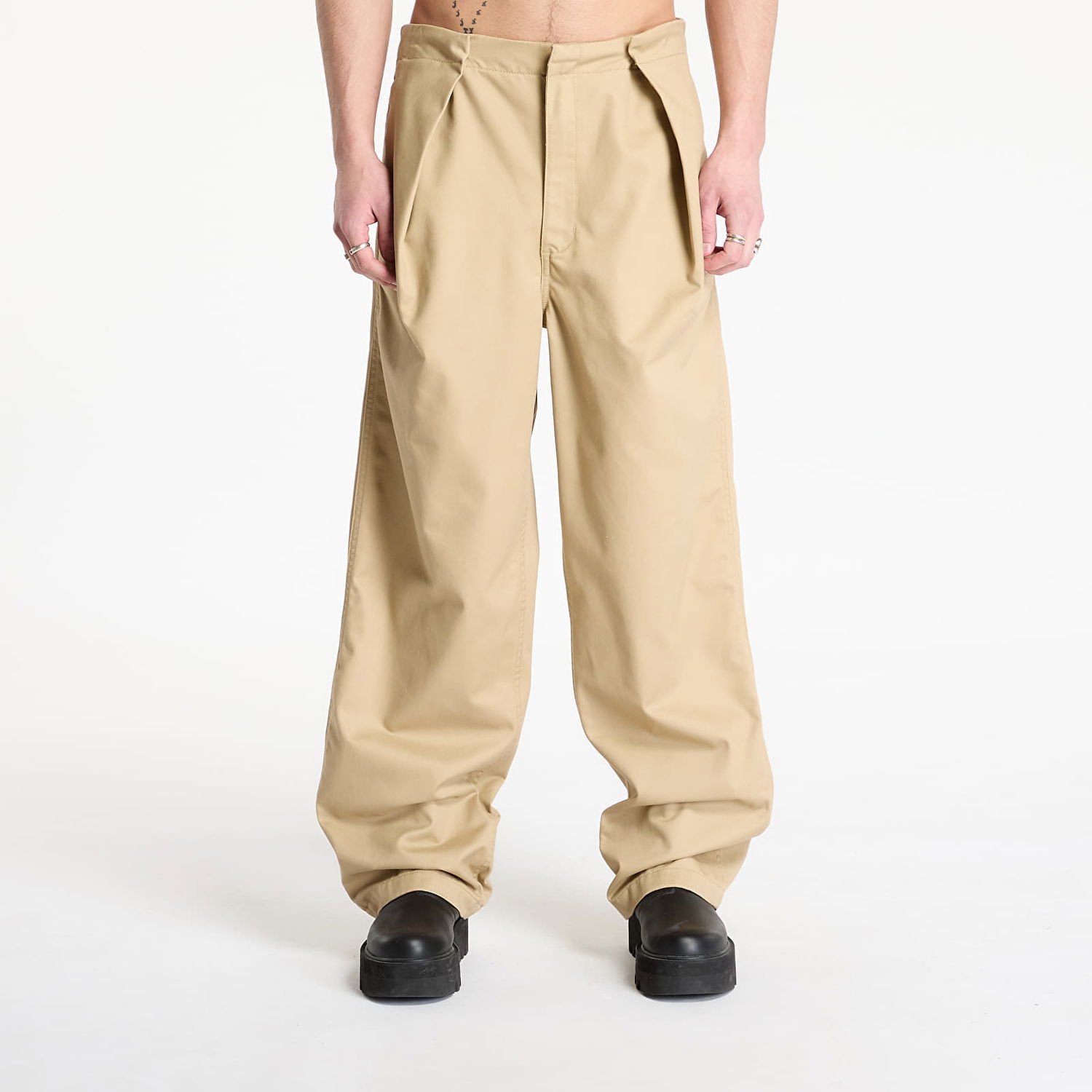 Nohavice Vans LX Badlands Pleated Wide-Leg Chino Pant Béžová | VN000MDQSQ71, 0