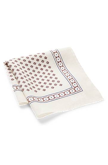 Šál BOSS Digital Print Geometric Border Pocket Square Béžová | 50551097, 1