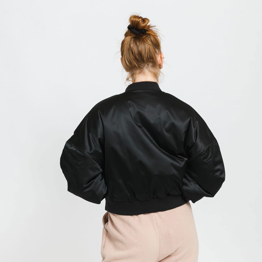 Short Oversized Satin Bomber Jacket