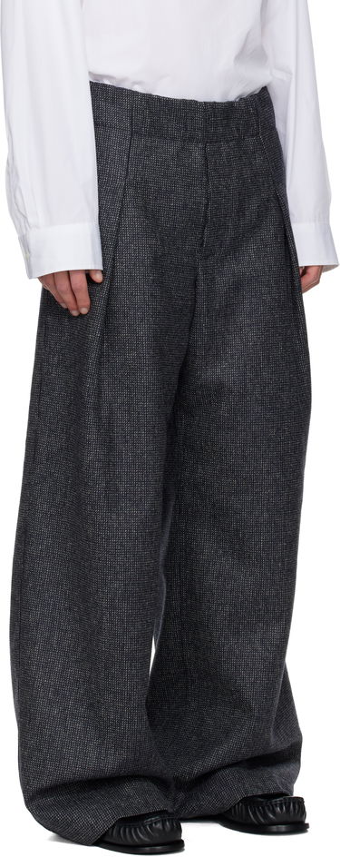 Nohavice Dries Van Noten Pleated Wide-Leg Wool Trousers with Textured Weave Šedá | 252-020907-2194, 1