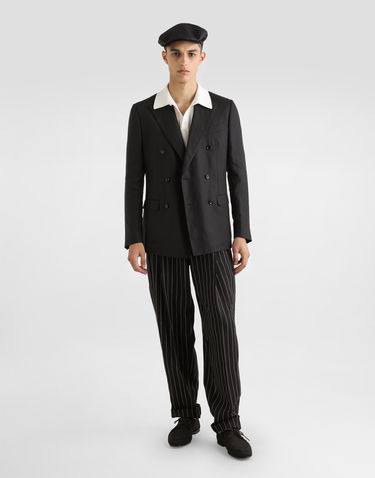 Nohavice Dolce & Gabbana Dolce & Gabbana Pinstripe Linen-Blend Double Darts Pants Čierna | GP10DTFR3F0S8053, 1