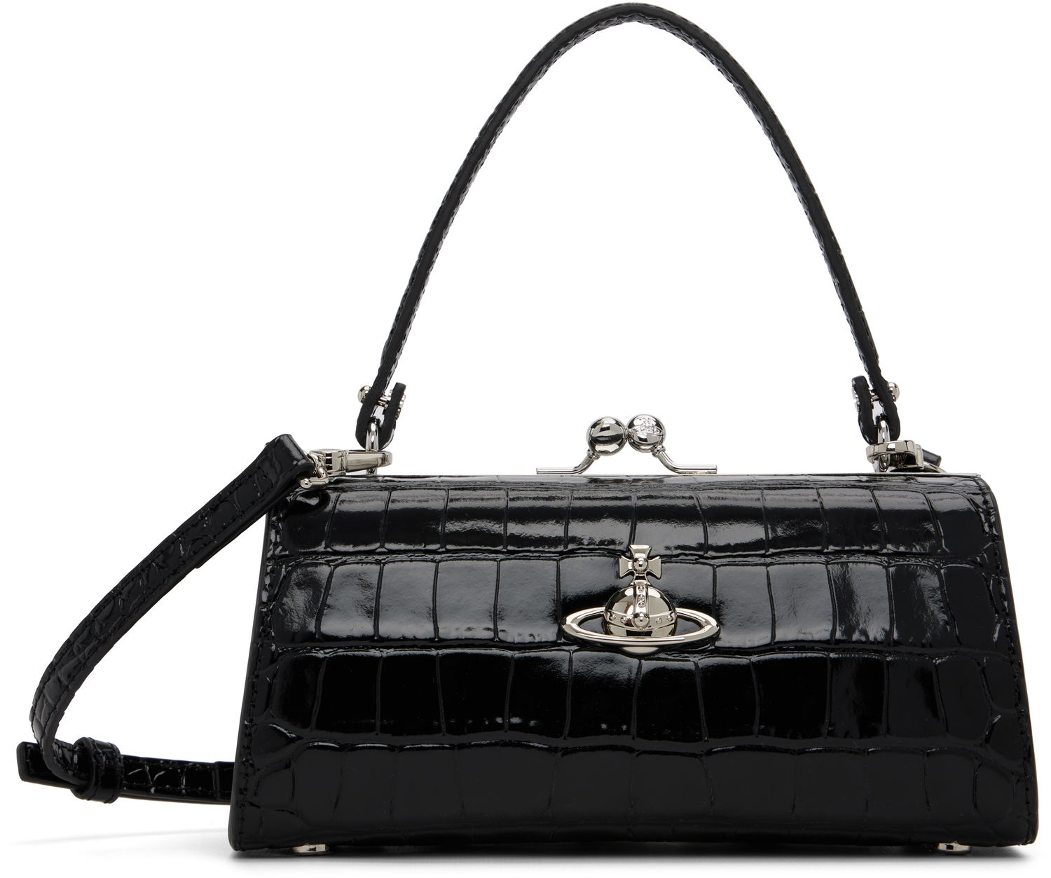 Kabelka Vivienne Westwood Croc-Effect Top Handle Doll XL Frame Bag Čierna | 4B01000QW-L0098-, 0