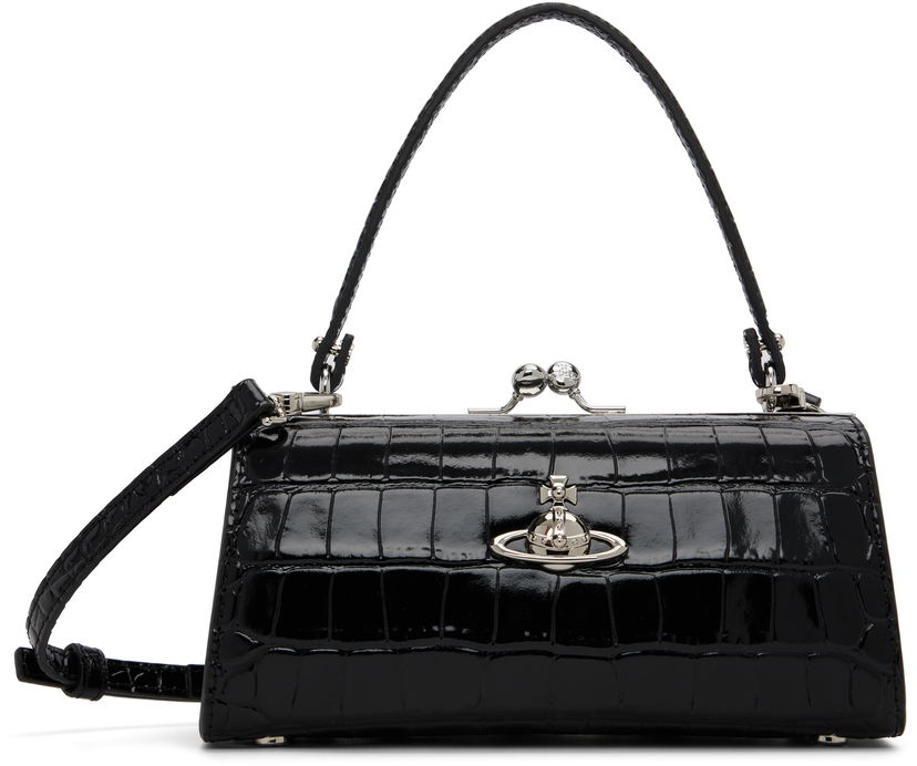Kabelka Vivienne Westwood Croc-Effect Top Handle Doll XL Frame Bag Čierna | 4B01000QW-L0098-