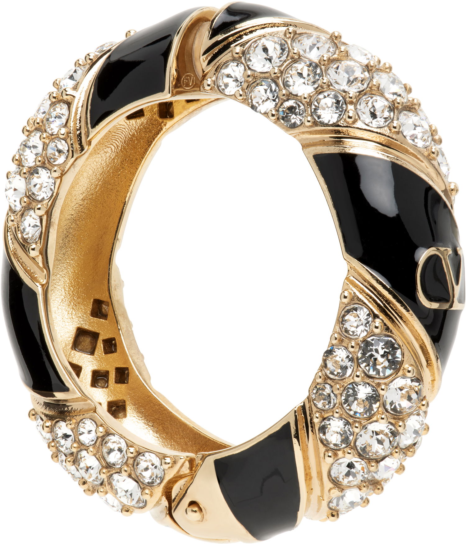 Náramok Valentino Crystal & Black Enamel Hinge Bracelet Metalická | 6W2J0Y24VTI, 1
