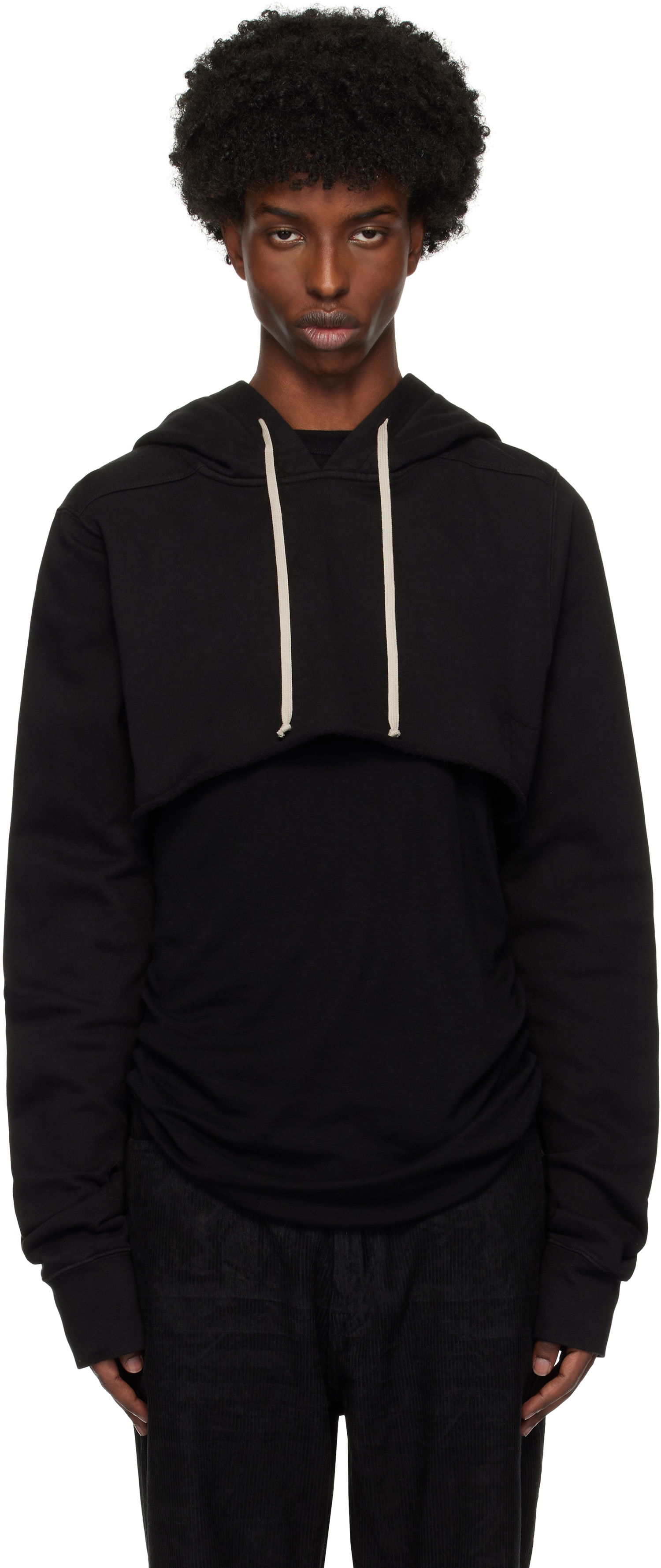 Mikina Rick Owens Porterville Cropped Hoodie Čierna | DU02D2257 FP, 0