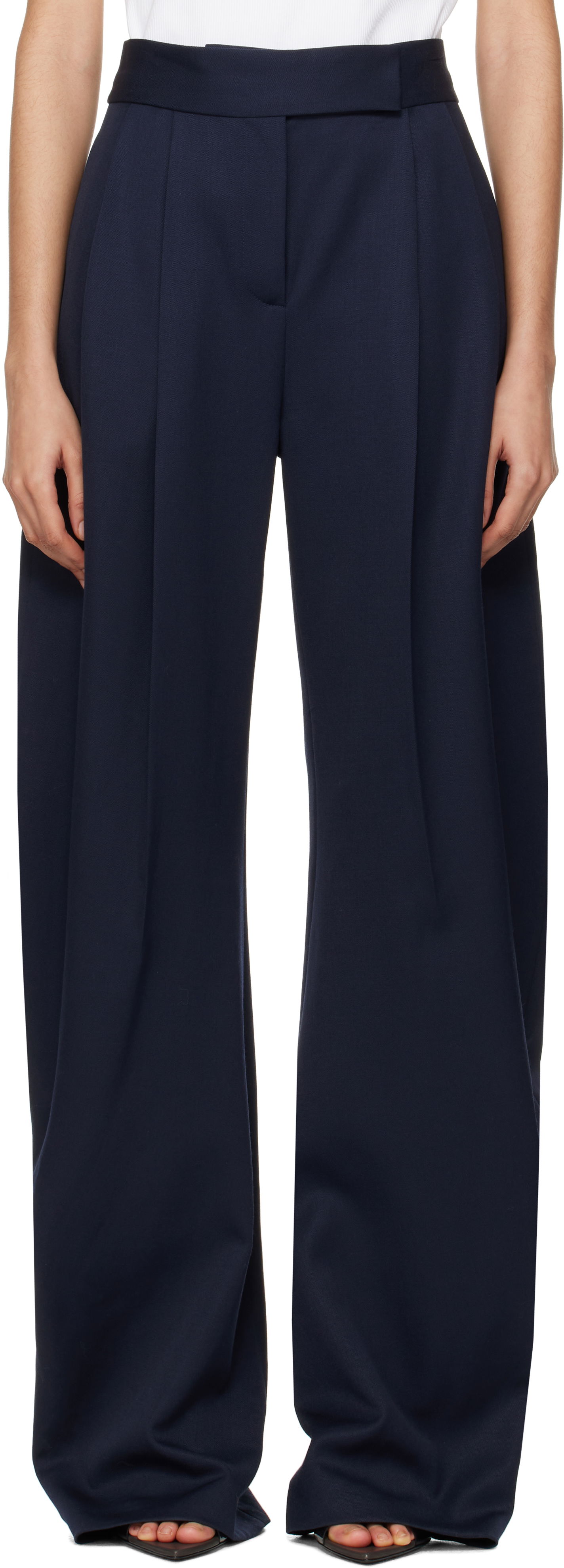 Nohavice The Attico Attico Long Pleated Trousers Navy | 250WCP00102 WWW046AA, 0