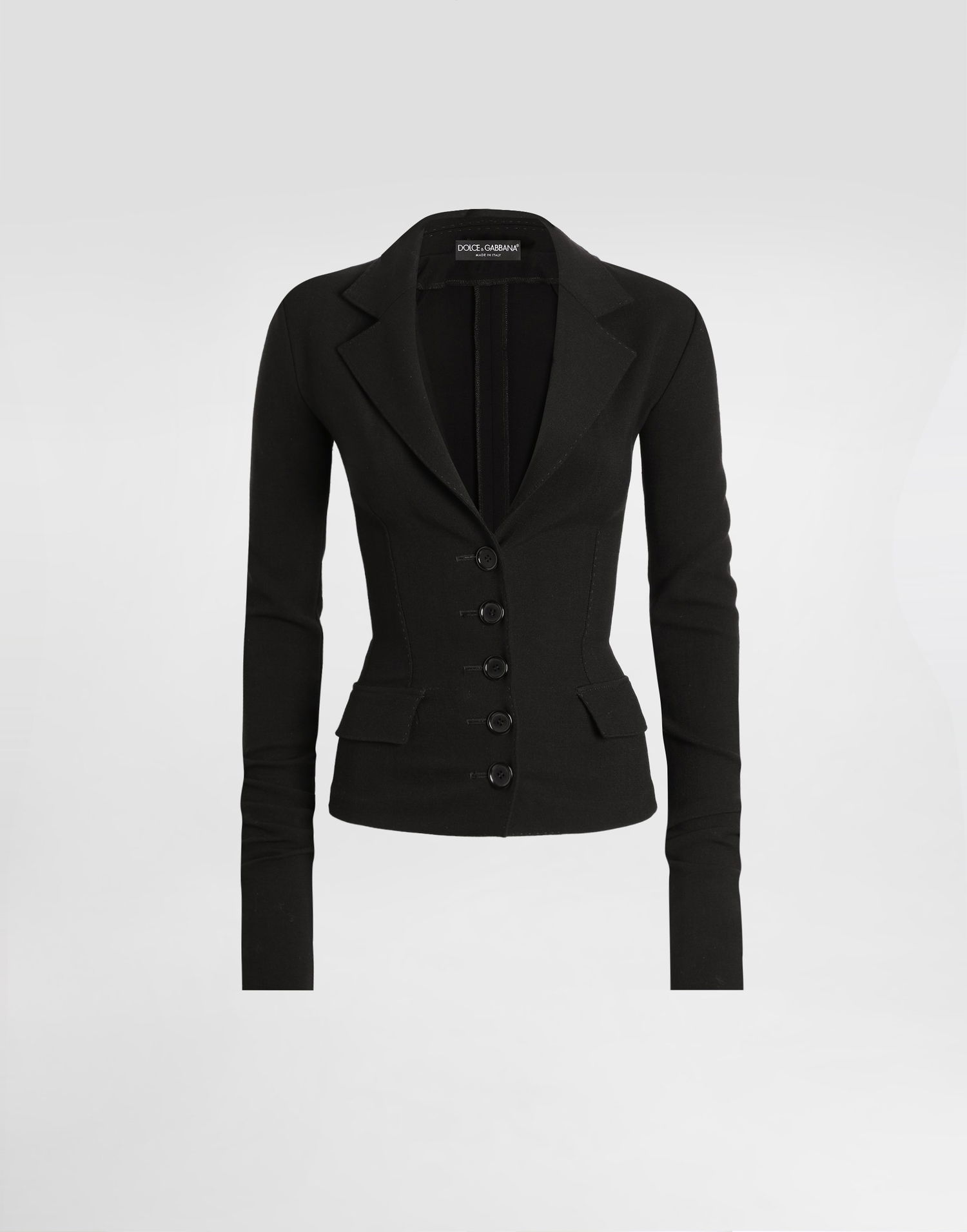 Bunda Dolce & Gabbana Dolce & Gabbana Single-breasted Wool Canvas Jacket Čierna | F27HATFUBCEN0000, 0