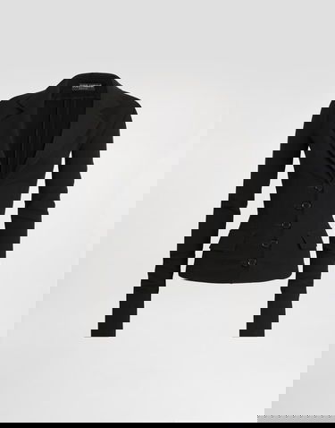 Bunda Dolce & Gabbana Dolce & Gabbana Single-breasted Wool Canvas Jacket Čierna | F27HATFUBCEN0000, 0