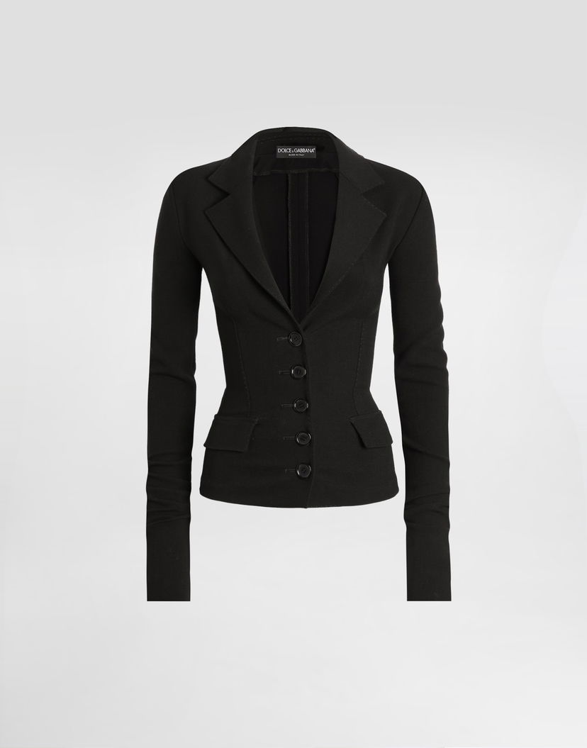 Bunda Dolce & Gabbana Dolce & Gabbana Single-breasted Wool Canvas Jacket Čierna | F27HATFUBCEN0000
