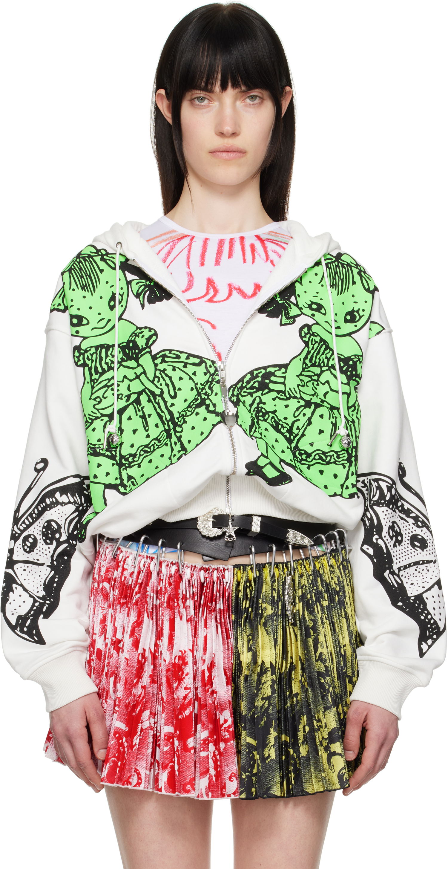 Mikina Chopova Lowena Chopova Lowena Double Dotty Zip-Up Hoodie Biela | 5239, 0