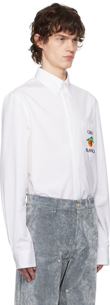 Košeľa Casablanca Casablanca Embroidered Orange Oxford Shirt Biela | MPS25-SH-150-01, 1