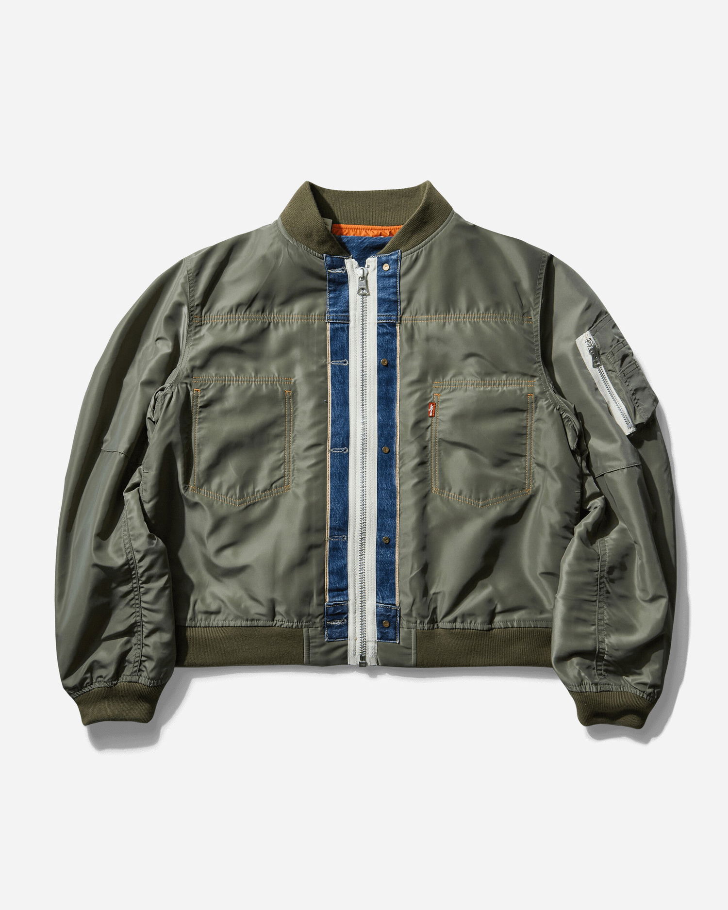 Bomber bunda Levi's sacai Denim x Nylon Twill Reversible Bomber Jacket Zelené | 0035K 0001, 0