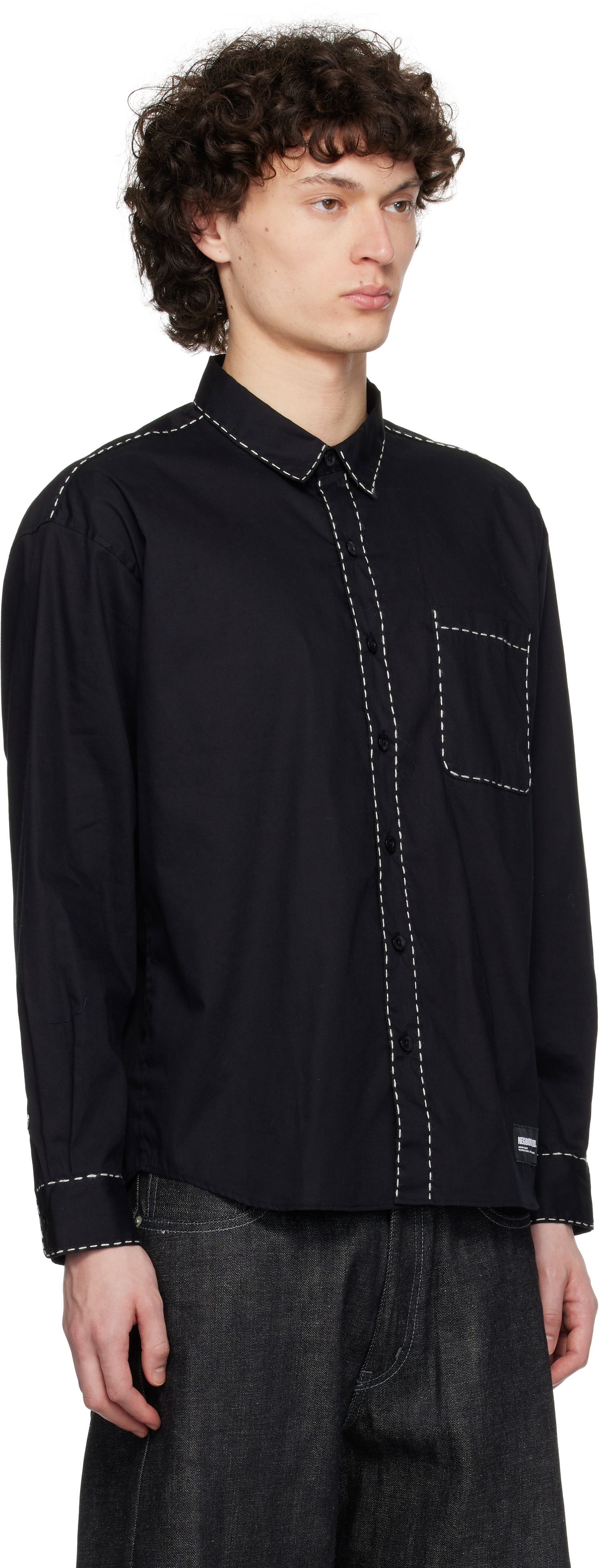 Košeľa Neighborhood Neighborhood Hand Stitching Long Sleeve Shirt Čierna | 251AQNH-SHM08, 1
