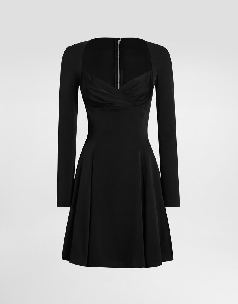 Šaty Dolce & Gabbana Dolce & Gabbana Godet Cady Fit-and-Flare Dress Čierna | F6TYLTFUABFN0000
