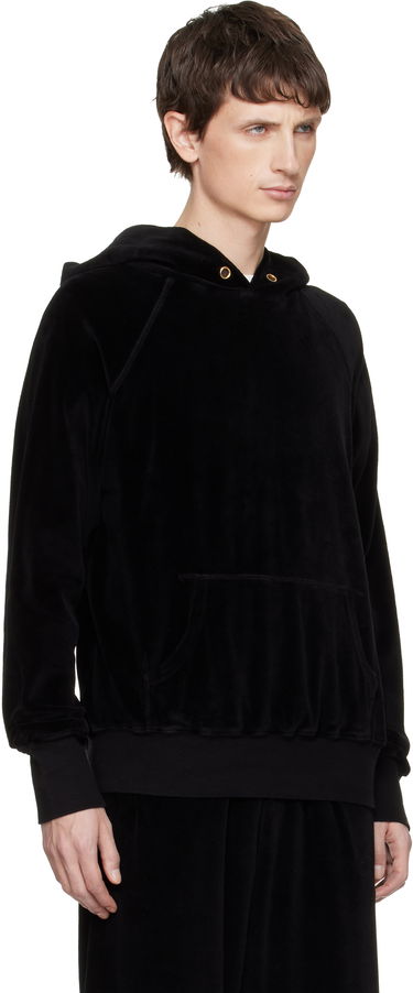 Mikina LES TIEN Velour Classic Raglan Hoodie Čierna | VL-1098, 1