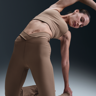 Súprava Nike Nike Zenvy High-Waisted Ribbed Flare Leggings Hnedá | HJ1846-233, 3