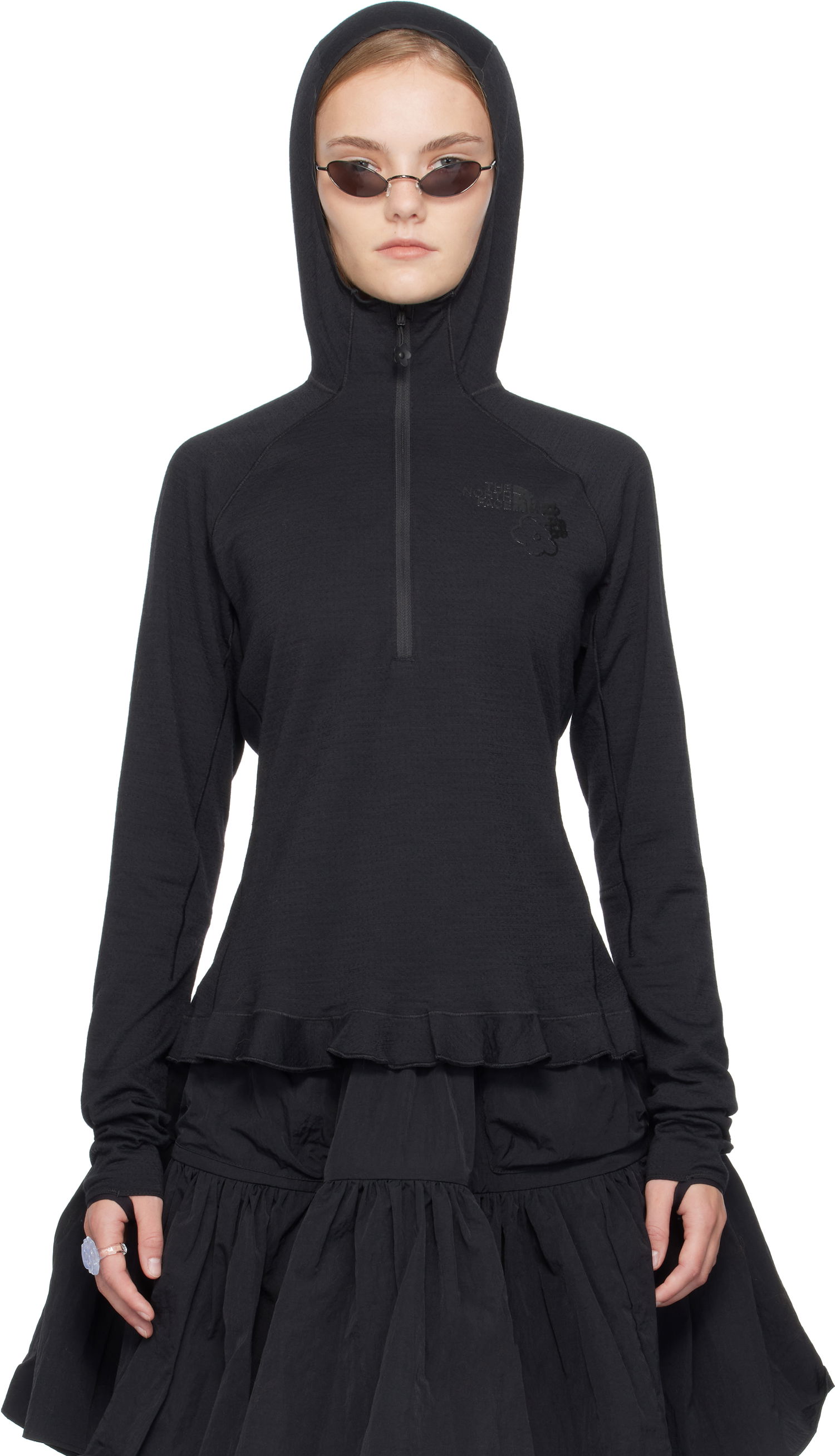 Mikina Cecilie Bahnsen Cecilie Bahnsen The North Face Edition Dotknit Wool Baselayer Hoodie Čierna | NF0A8FAHJK3, 0