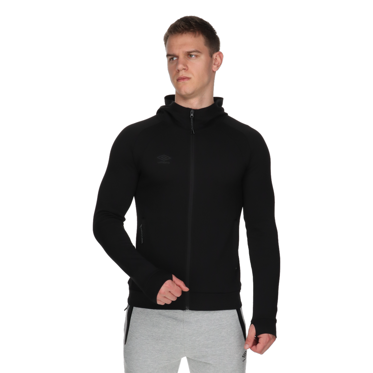 Mikina Umbro Hooded Full-Zip Performance Jacket with Thumbholes Čierna | UMA251M609-01, 0