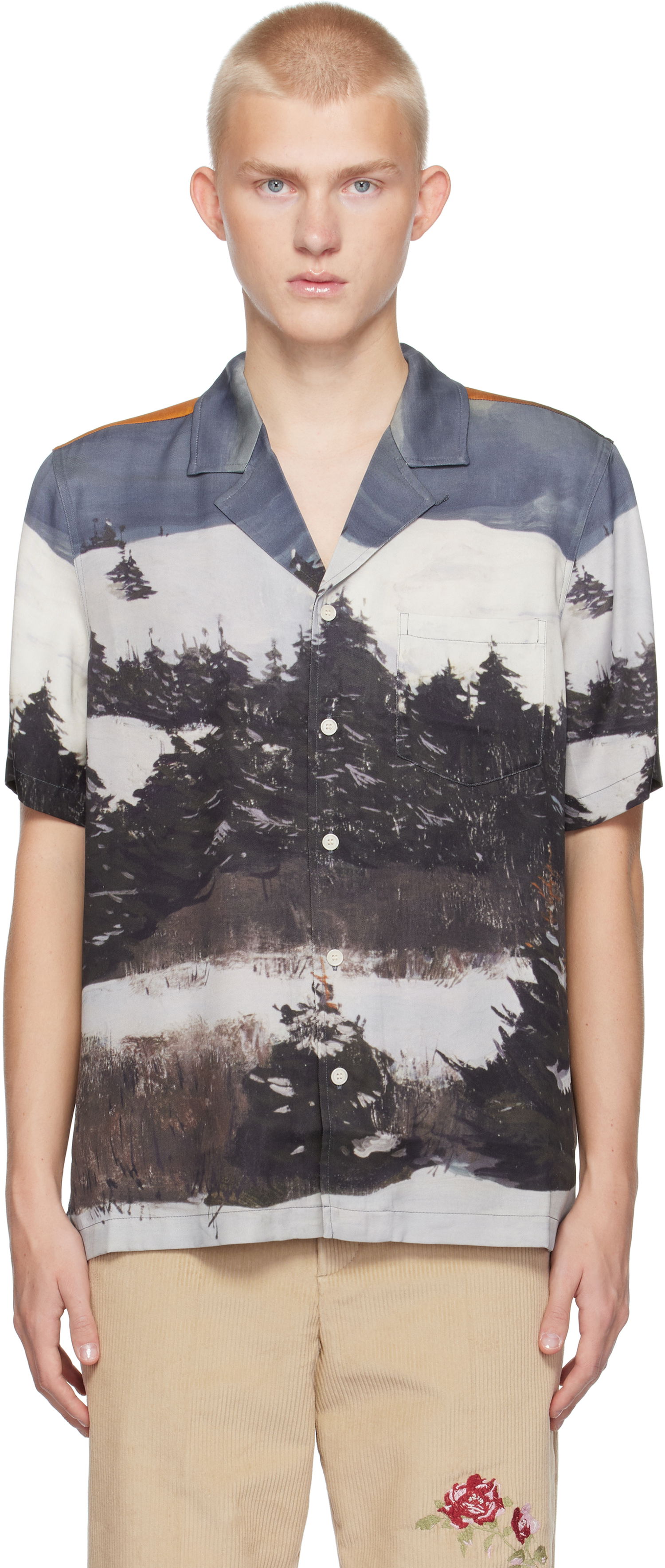 Košeľa Soulland Orson Printed Shirt Modrá | 42045-1286, 0