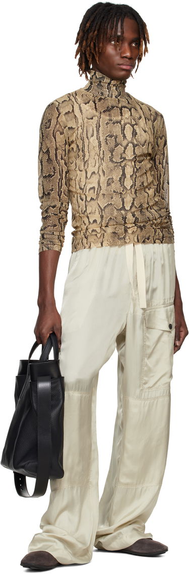 Sveter Dries Van Noten Dries Van Noten Snakeskin Print Turtleneck Top Béžová | 251-021130-1620, 3