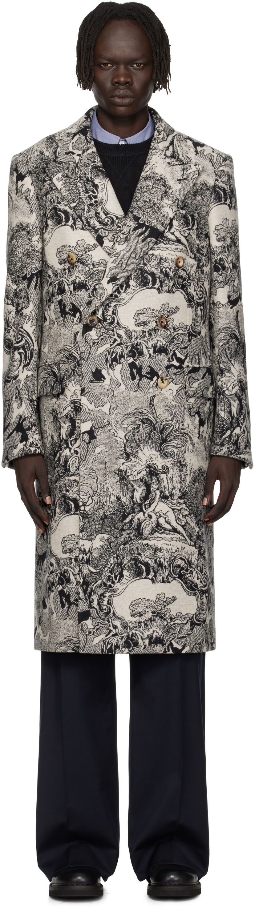 Kabáty Vivienne Westwood Vivienne Westwood Classic Double-Breasted Toile Print Coat Béžová | 2201000H-W017B-