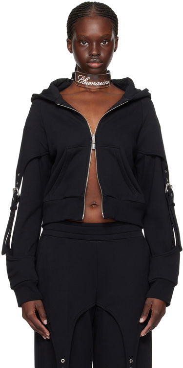 Mikina Blumarine Blumarine Cinch Sleeve Cropped Hoodie Čierna | P422F021A, 0