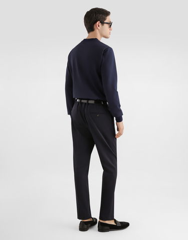 Tričko Dolce & Gabbana Technical Piqué Long-Sleeve T-shirt with Crest Logo Navy | G8SW5ZHU7WZB0665, 2