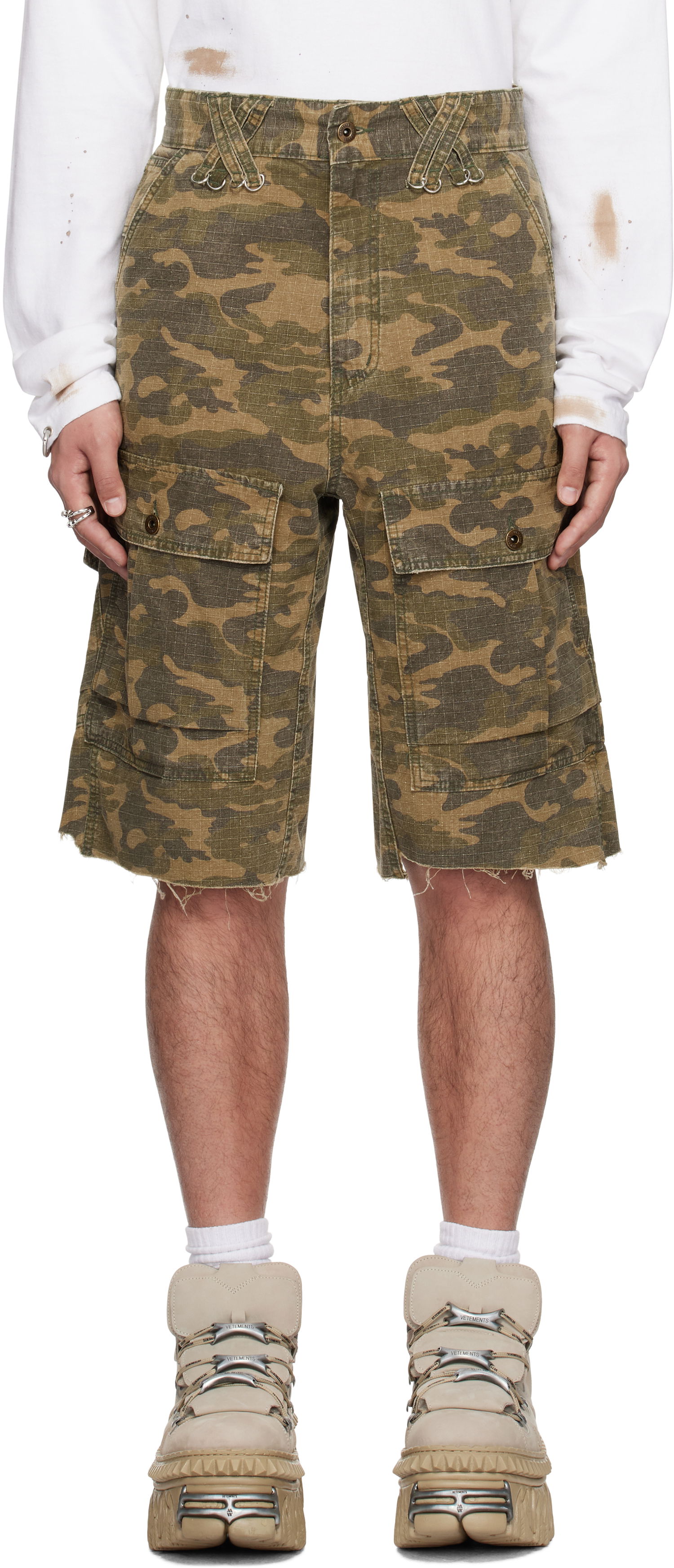 Šortky We11done We11done Camo Vintage Shorts Zelené | WD-PT0-25-230-M-MX, 0