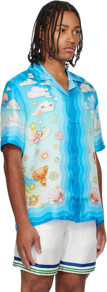 Košeľa Casablanca Cuban Collar Short Sleeve Shirt Modrá | M-AW25-SH-003-04, 3