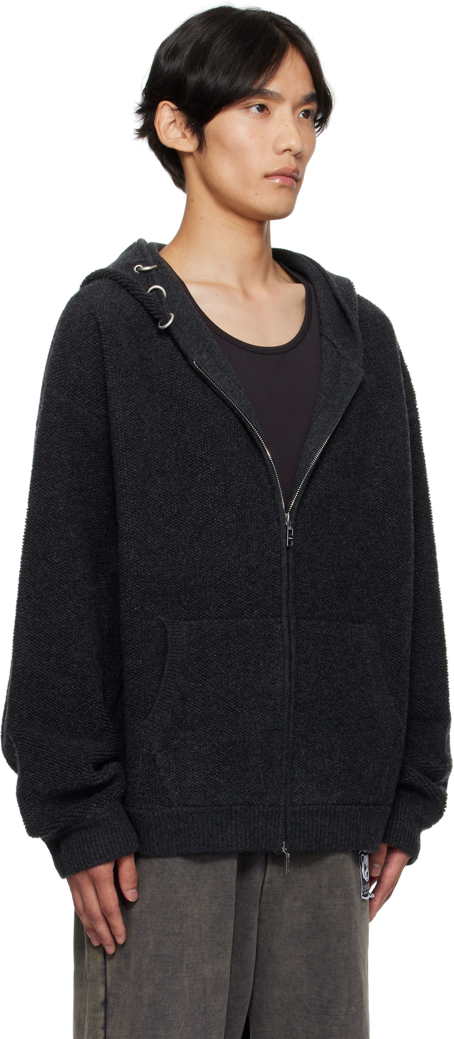 Mikina We11done We11done Bouclé Zip-Up Hoodie Šedá | WD-KJ2-25-642-M-CH, 1