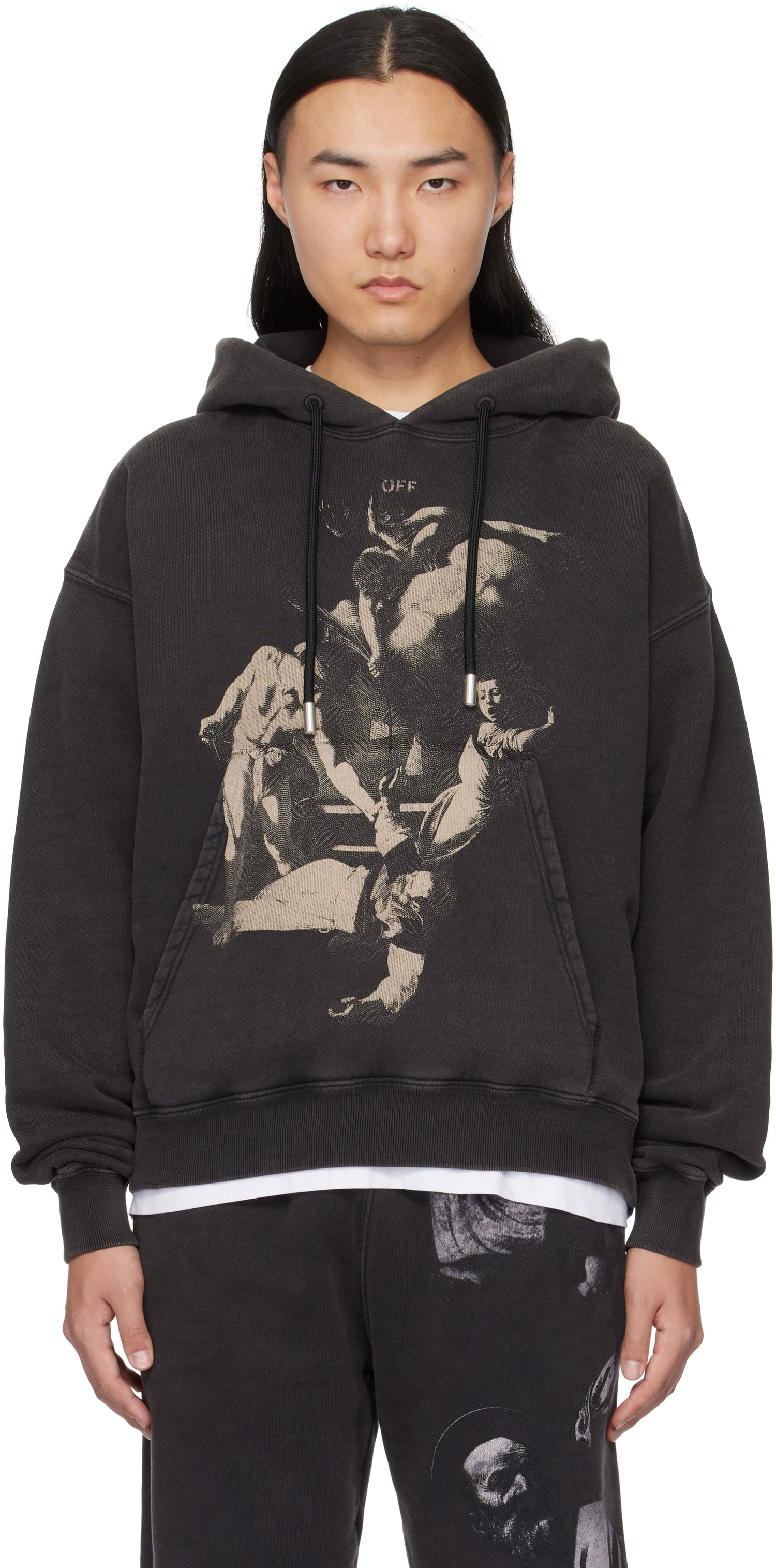 Mikina Off-White Martyrdom Graphic Print Hoodie Čierna | OMBB085S25FLE00O1361, 0