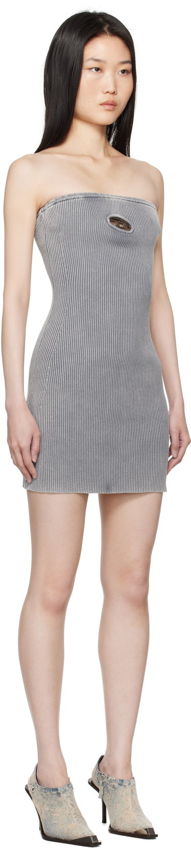 Šaty Diesel Ribbed Cutout Mini Dress Šedá | A16282 0DBDI, 1