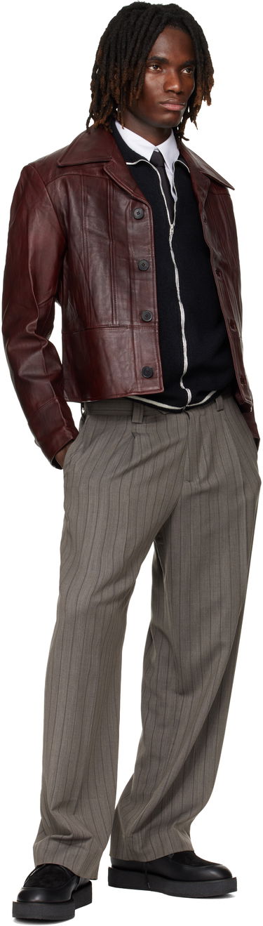 Bunda Enfants Riches Déprimés Nick Cropped Leather Jacket Vínová | 030-541, 3