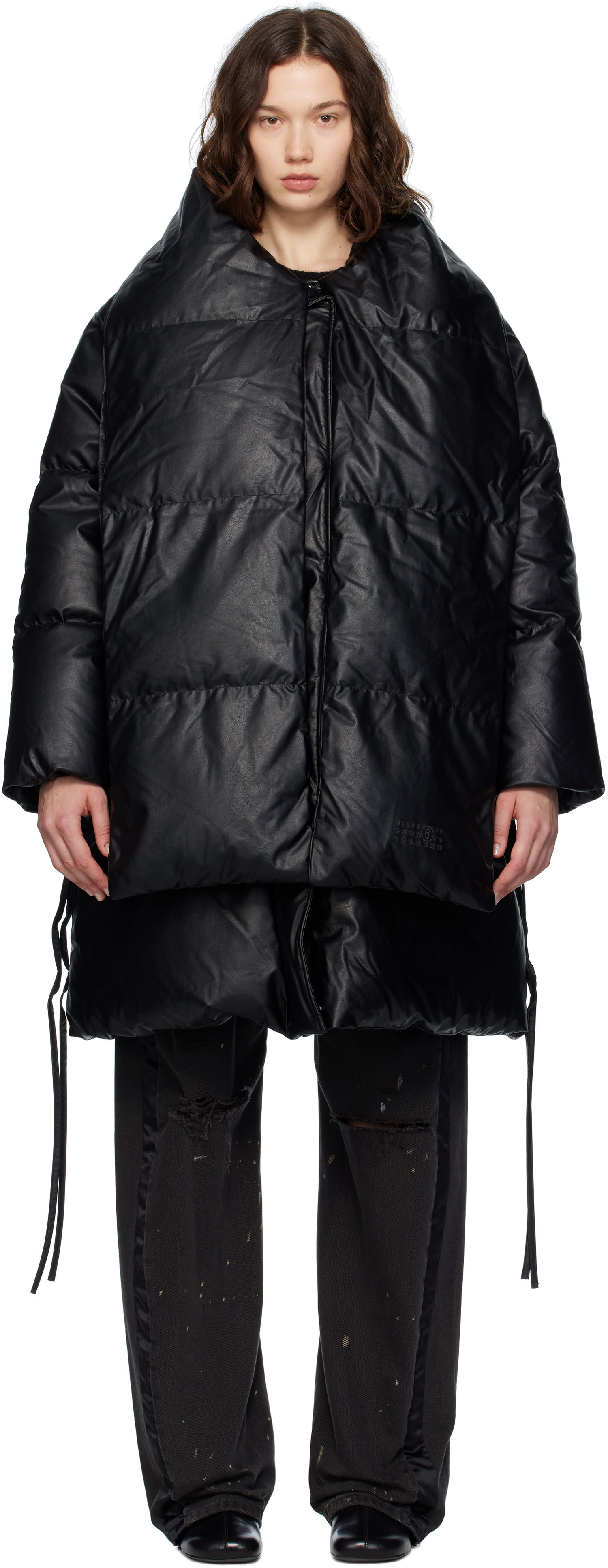 Prešívaná bunda Maison Margiela MM6 Maison Margiela Faux-Leather Puffer Jacket Čierna | S52AA0193 S53057, 0