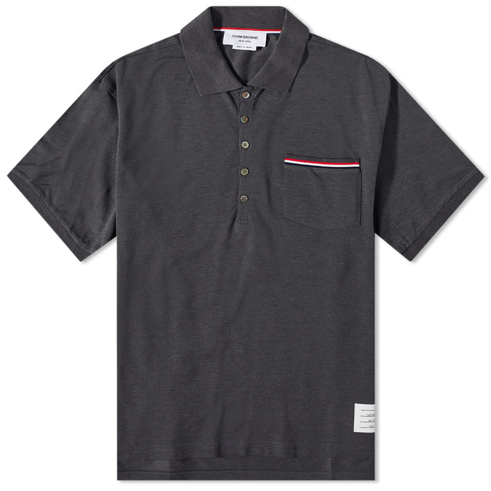 Polo tričko Thom Browne Mercerised Pique Pocket Polo Šedá | TB-MJP022A-01455-025, 0