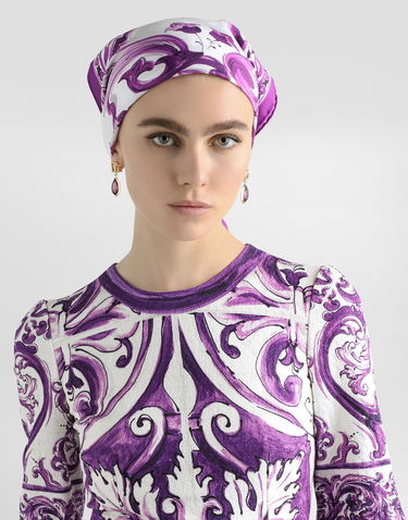 Šaty Dolce & Gabbana Dolce & Gabbana Majolica-Print Short Sleeve Mini Dress Fialová | F6TSUTFP9AKHP5DQ, 3