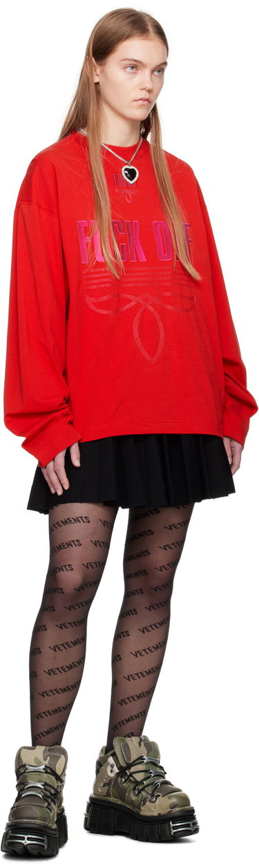 Mikina VETEMENTS VTMNTS Embroidered Long Sleeve T-Shirt Červená | VL20LS120R, 3