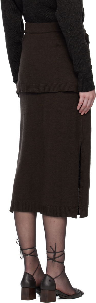 Sukňa LEMAIRE Trompe L'oeil Midi Skirt Hnedá | SK1058 LK087, 2