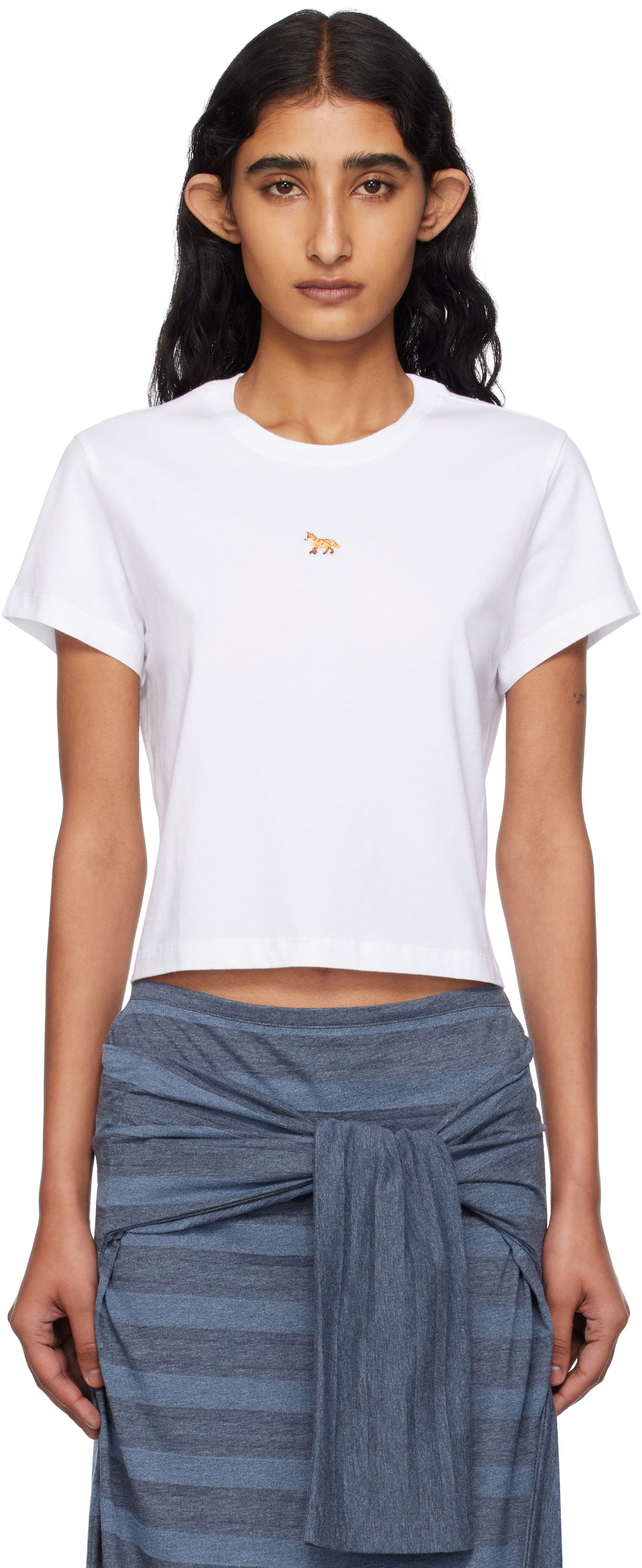 Crop Top MAISON KITSUNÉ Maison Kitsuné Baby Fox Cropped T-Shirt Biela | PW00111KJ7026, 0
