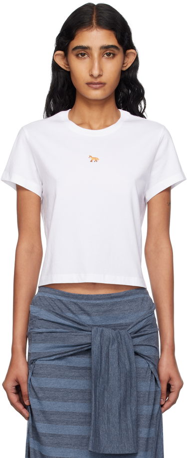 Crop Top MAISON KITSUNÉ Maison Kitsuné Baby Fox Cropped T-Shirt Biela | PW00111KJ7026, 0