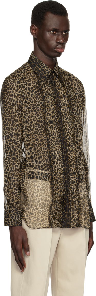 Košeľa Tom Ford TOM FORD Leopard Plisse Shirt Hnedá | HSA001-FMS051S25, 1