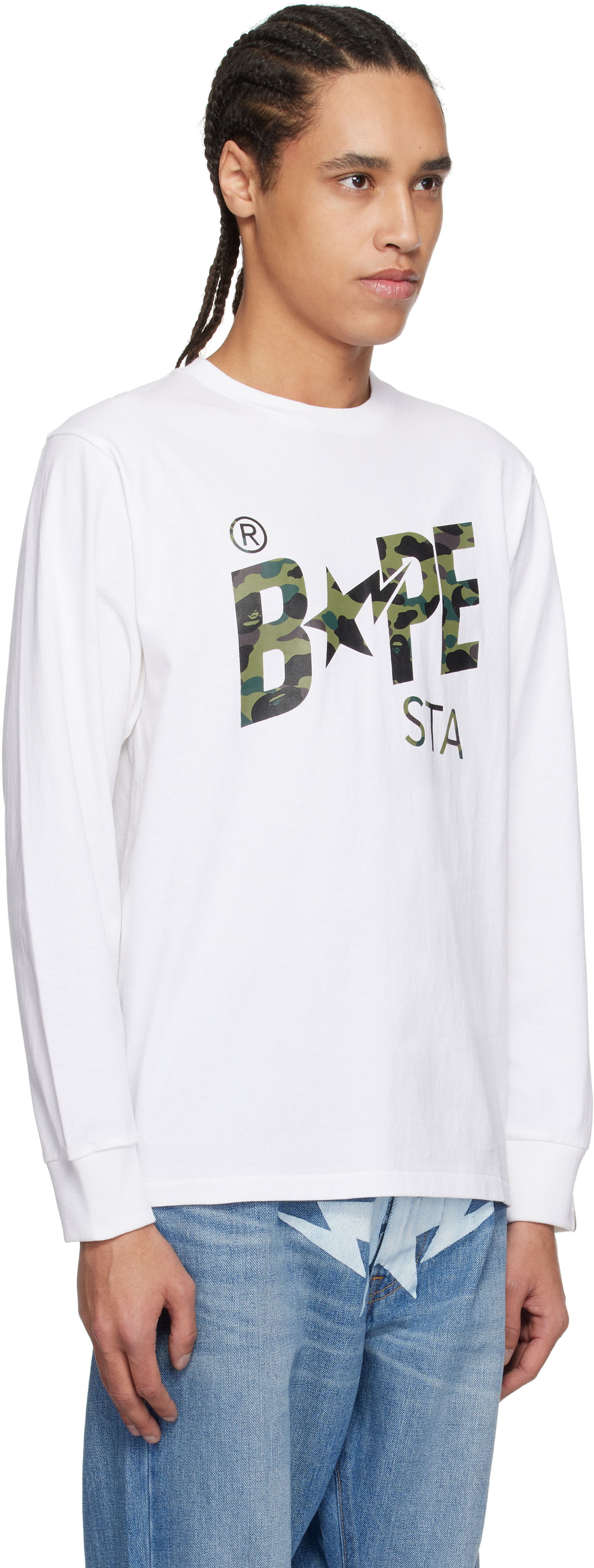 Tričko BAPE A Bathing Ape 1st Camo 'Bape STA' Long Sleeve T-Shirt Biela | 001LTL301016M, 1