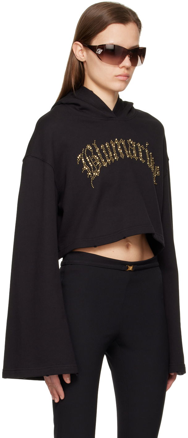 Mikina Blumarine Blumarine Cropped Embellished Hoodie Čierna | P322F017A, 1