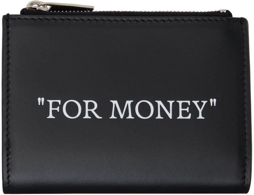 Black Quote Zipped Wallet