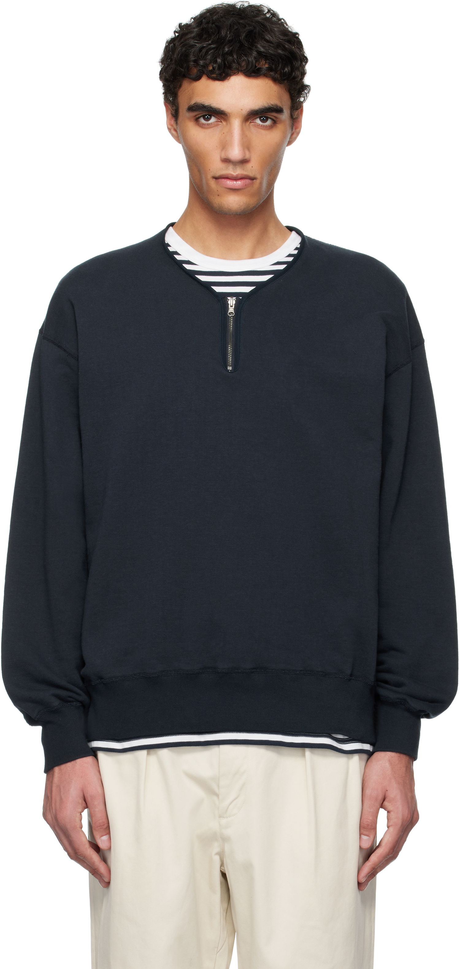 Sveter NANAMICA nanamica Half Zip Reversible Sweatshirt Navy | S25SH096U, 0