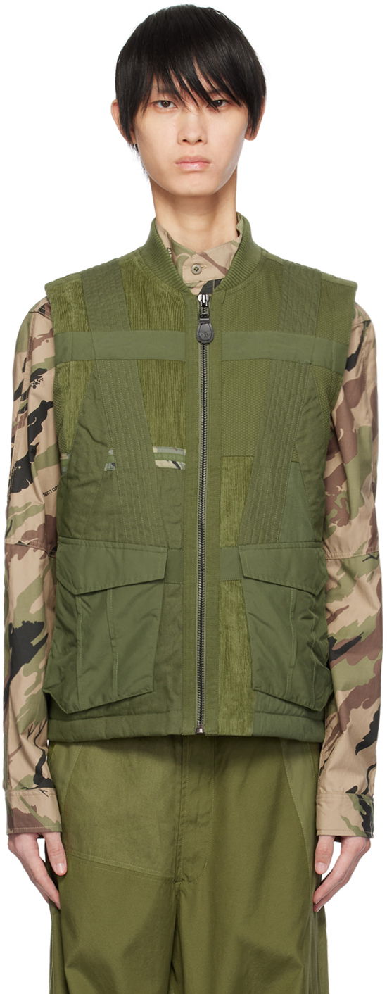 Vesta Maharishi Patchwork Zip-Up Vest Zelené | 4558, 0