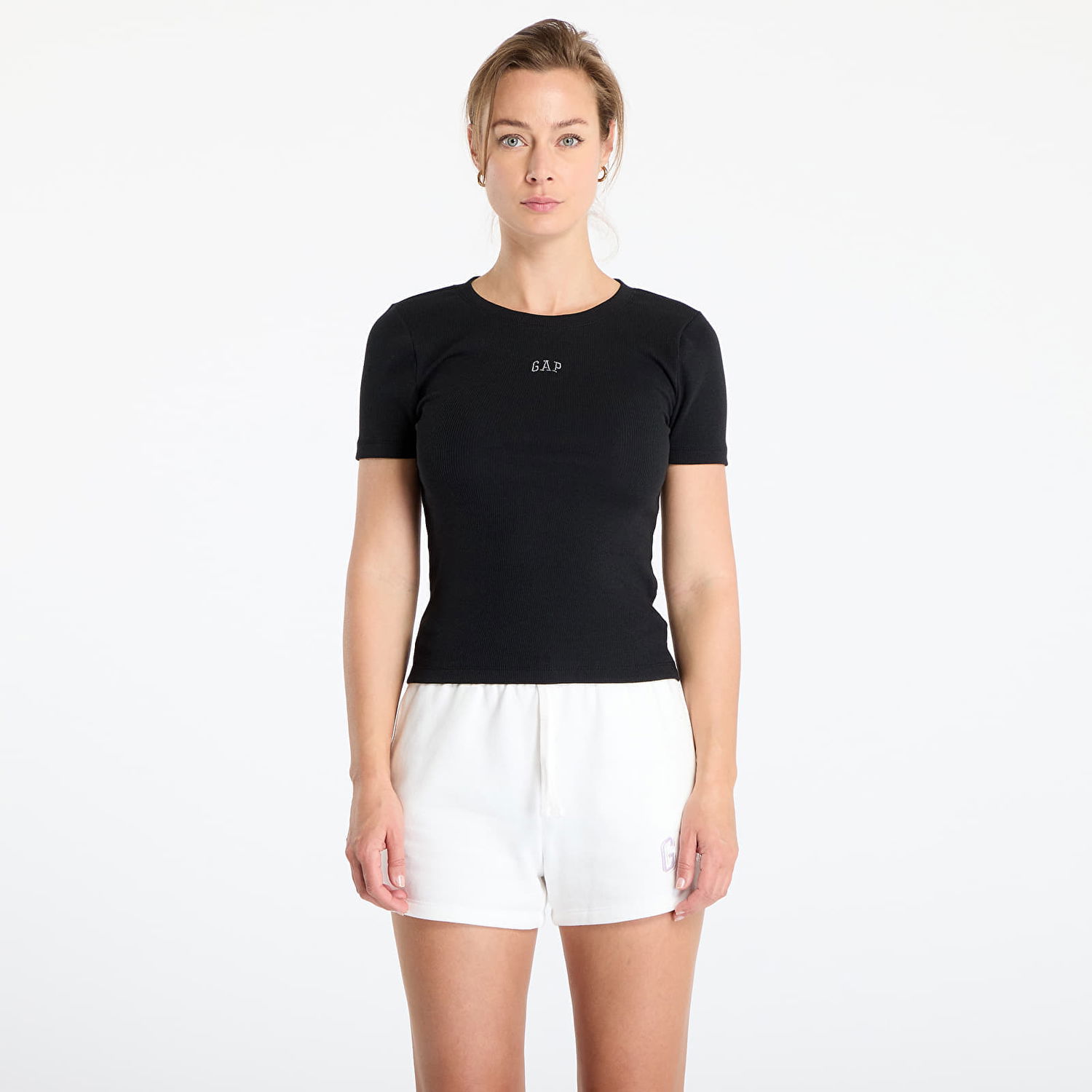 Tričko GAP Ribbed Short Sleeve T-Shirt Čierna | 637782-00, 0