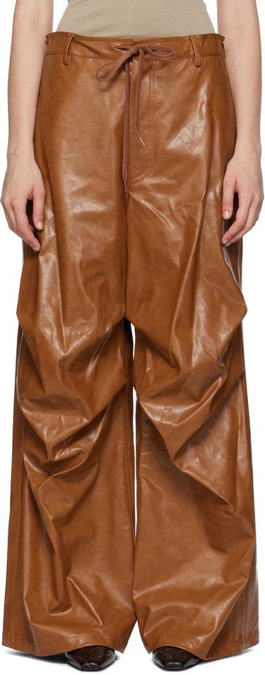 Nohavice Maison Margiela MM6 Maison Margiela Draped Faux-Leather Trousers Hnedá | S52KA0510 M35465, 0
