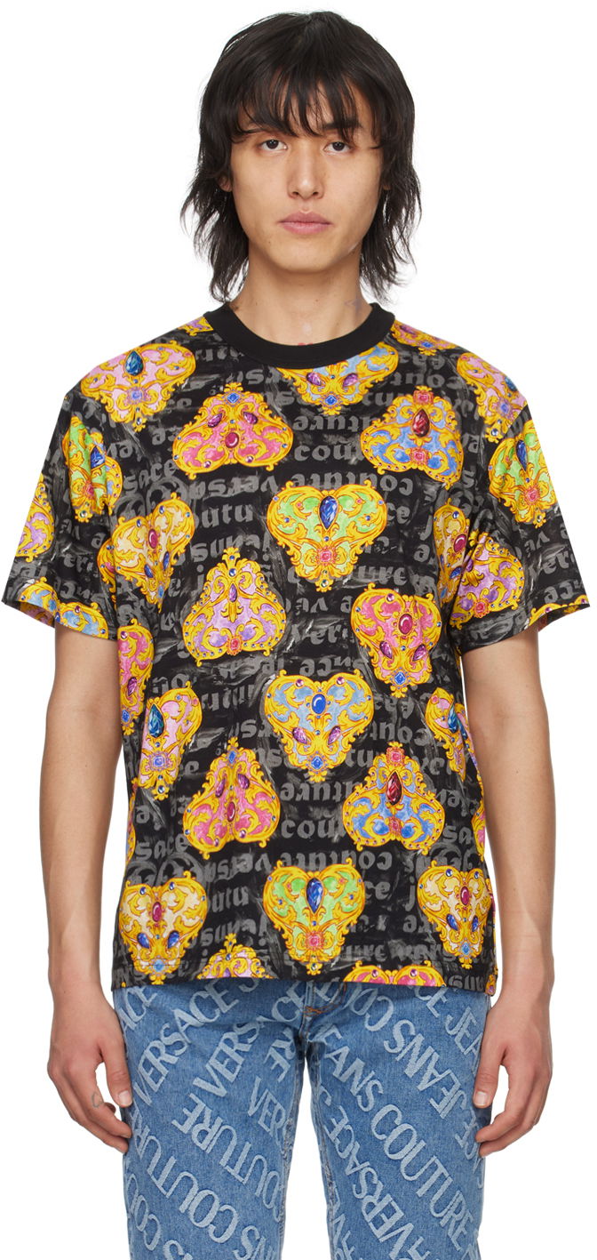 Tričko Versace Jeans Couture Printed T-Shirt Čierna | E76GAH6R0_EJS338