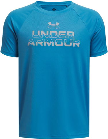 Tričko Under Armour Under Armour Tech Split Wordmark Short Sleeve T-Shirt Modrá | 1383010-452, 0
